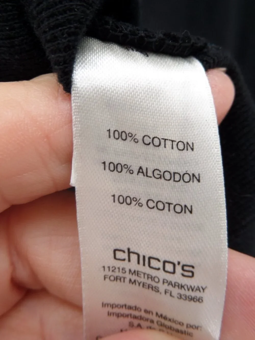 Chico's  Women's Ultimate Tee 3/4 Sleeve Boat Neck Fall Black Top  Size 3 US XL
